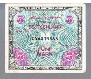 GERMANY BANKNOTES 5 P193a 1944 EF - British zone - Picture 1 of 2