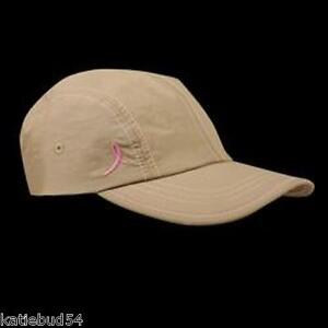 TOTES Ladies Comfor for Cure Hat Microfiber Sunguard Khaki 1-sz Pink Ribbon