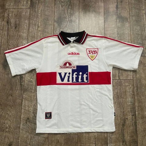 Men's 1996/97 Adidas VfB Stuttgart Krasimir Balakov Home Jersey Size M Cover