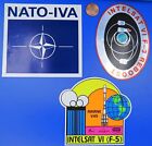NASA STICKER Trio vtg NATO-IVA Intelsat VI F5 F3 Ariane ROCKET Hughes