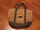 LL Bean Waxed Canvas Tote Bag Khaki Green Camo Lining Broken-In Rugged Marked Up