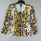 Clara Sun Woo Jacket Womens Large Yellow Snake Liquid Faux Leather Ruched Zip