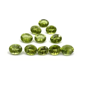 Natural Peridot Oval Cut Loose Gemstone Lot 8 Pcs 8*10 MM 20 CT - Picture 1 of 4