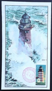 U.S. Usado #2472 25c Faro Minot's Ledge 1990 Collins Primer Día Cubierta (FDC) - Imagen 1 de 1