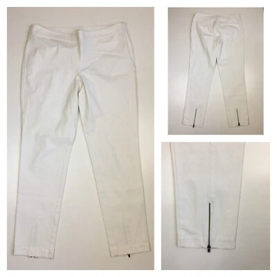 EILEEN FISHER Womens sz Medium White Organic Cotton Blend Zip Ankle Jeans Pant - Image 1 of 4