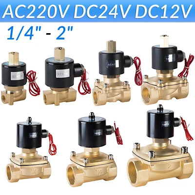 Solenoid Valve Air Water Gas Oil Brass Normally Closed 12V 24V 240V Bsp 1/4"-2" - Image 1 of 4