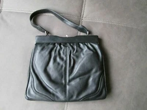 Vintage HANDTASCHE Damen Echtleder schwarz - Bild 1 von 7
