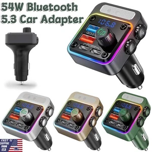 Adattatore Auto 54W Bluetooth 5.3 con 4 Porte di Ricarica Trasmettitore Radio Wireless - Foto 1 di 23