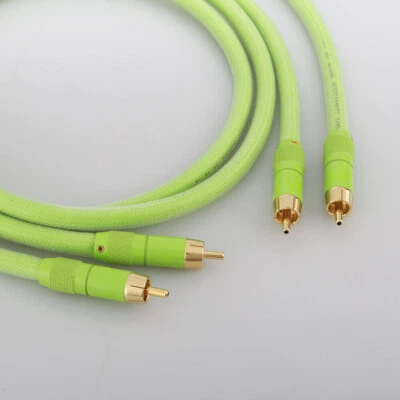 Pair 6N OFC 99.9999% Hifi RCA Audio Interconnect Cable With Gold Plated RCA Plug - Image 1 of 4