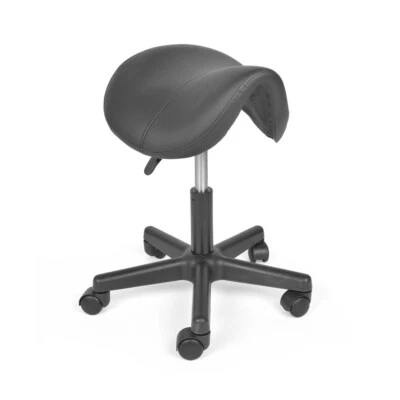 Rollhocker Sattelhocker Arbeitshocker Hocker Drehbar Gepolsterter Sitz Schwarz - Bild 1 von 4