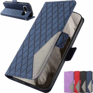 For Google Pixel 7 Pro 8 7A 6A 6 Pro Grid Wallet Card Holder Leather Case Cover - Picture 1 of 29