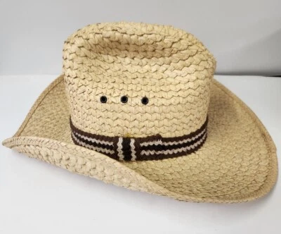 Vintage Luskey's Western Natural Straw size 7  Cowboy Hat w/woven band - Image 1 of 4