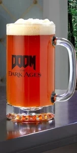 DOOM The Dark Ages Mark of the Slayer Logo Glass Tankard Cup Official NEW - Picture 1 of 2