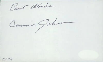 Connie Johnson Baltimore Orioles Signed 3x5 Index Card JSA Authenticated - Image 1 of 3