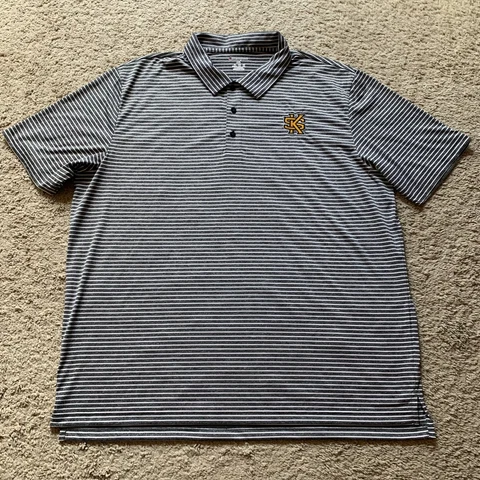 Kennesaw State Owls Polo Shirt Mens 2XL Gray Striped Short Sleeve Champion Cover