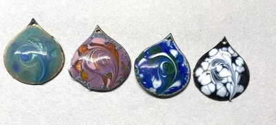 27x 复古 铜质珐琅脂肪泪珠吊饰-多种颜色 — 第 1/4 张图片