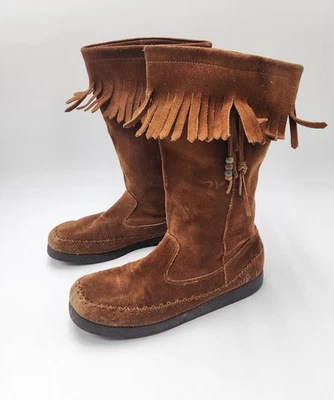 Botas mocasín Report Dubai de cuero tostado con detalles de cuentas talla 9,5 Foto 1 de 4