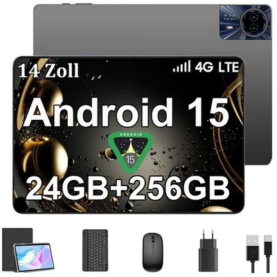 2025 Neu 5G WiFi Tablet 14" Android 16 Tablet 24GB+256GB 8580mAh LTE 2SIM 16MP - Bild 1 von 4