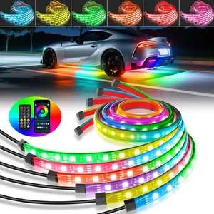 6pcs RGB+IC Dream Color Underglow LED Kits Car Neon Strip Light Music APP+Remote - Picture 1 of 11