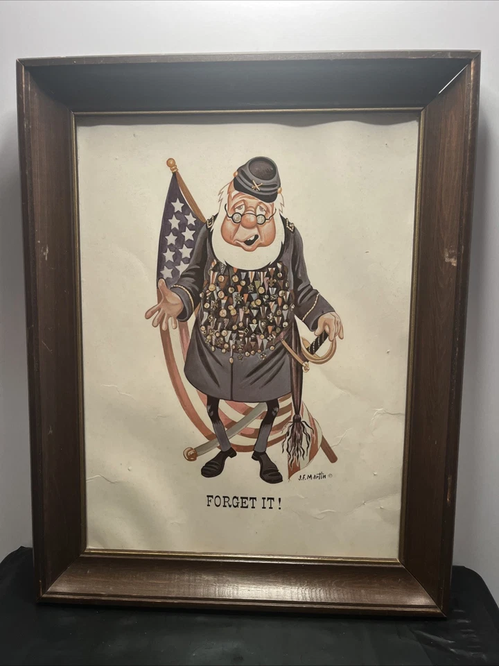 VTG 1958 JAMES F. MARTIN CIVIL WAR “FORGET IT” FRAMED PRINT Confederate 11x14 - Image 1 of 4