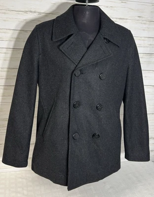 Chaqueta American Eagle gris oscuro a negro chaquetón para hombre talla mediana LANA GRUESA Foto 1 de 4