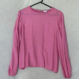 Black Colt 100% Linen Blouse Pink Ruffle Neck Size 14 - Picture 1 of 10