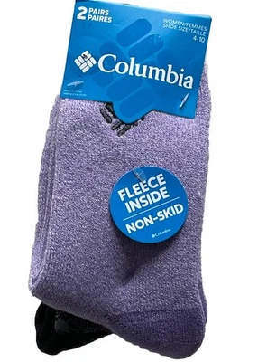 Calcetines antideslizantes Columbia Fleece Crew para mujer talla 4-10 - 2 pares púrpura/marl nuevos Foto 1 de 4
