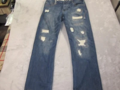 Do Denim Jeans Mens 38x33 Blue Distressed Ripped Patchwork Heavy Cotton DXM-005 - Image 1 of 4