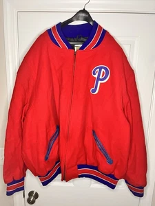 Used Philadelphia Phillies Wool Jacket. Cooperstown Collection. Red. Damage - Picture 1 of 8