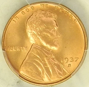 1937 S Lincoln Cent MS67 RD Red NGC BU Unc Wheat Penny - NGC Registry [838] - Picture 1 of 4