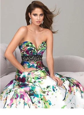 NWT $478 Women's Beaded Princess Tie Die Watercolor Splash Gown Dress Size 6  - Image 1 of 4