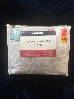 Cannon 4 Piece Sheet Set Queen Microfiber 100% Polyester Machine Wash New In Bag - Image 1 of 2