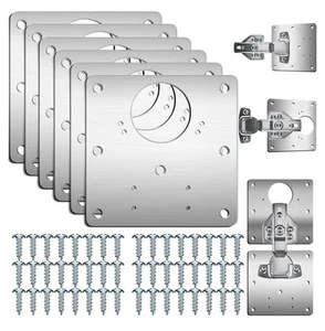 New- 6 Piece Kitchen Cabinet Hinge Repair Plate, Stainless Closet Cupboard Door - Picture 1 of 4