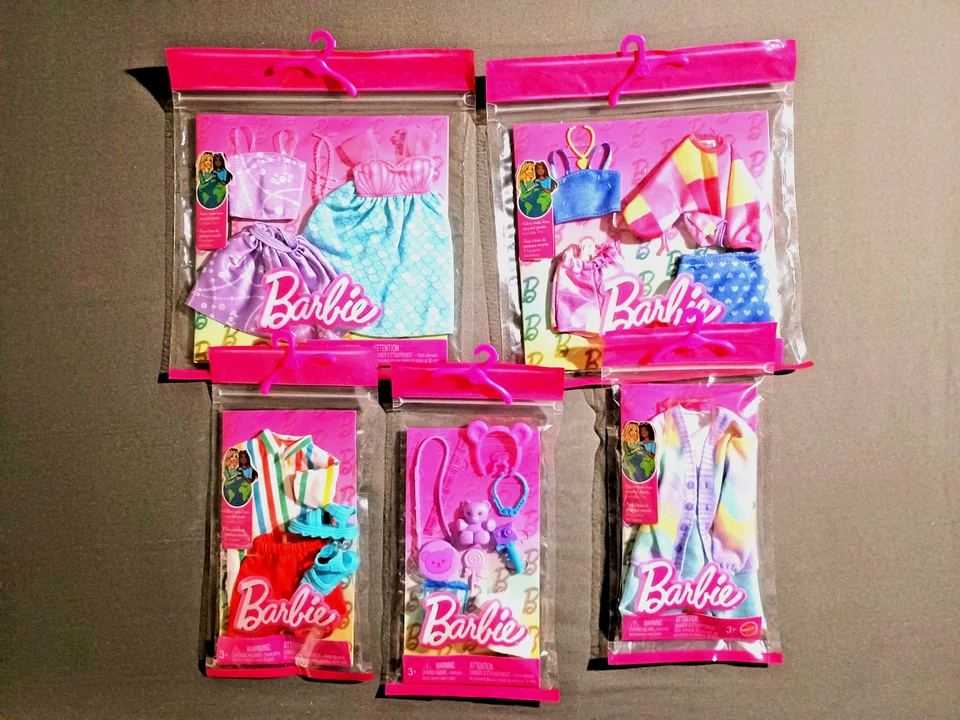 (Lote de 5) Nuevos conjuntos de ropa Barbie Fashions - Se adapta al tamaño de muñeca: 11,5 pulgadas/A3 Foto 1 de 1