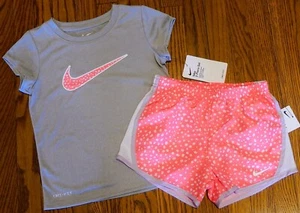 NIKE SPORT AUTHENTIC TODDLERS GIRLS ORIGINAL BRAND NEW 2Pc SHORTS SET Sz 6, NWT - Picture 1 of 2