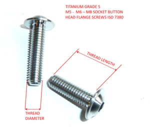 M5 M6 M8 TITANIUM SOCKET BUTTON FLANGE ALLEN BOLTS HEX SOCKET SCREWS IS0 7380 - Picture 1 of 11