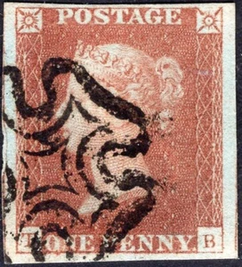 GB-Sg 8 Spec BS16 1d Red Plate 27 TB VERY FINE USED 4 margin example - Picture 1 of 2