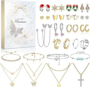 Adventskalender 2024 Schmuck Frauen Teenager Weihnachten 24 Überraschungen - Bild 1 von 7