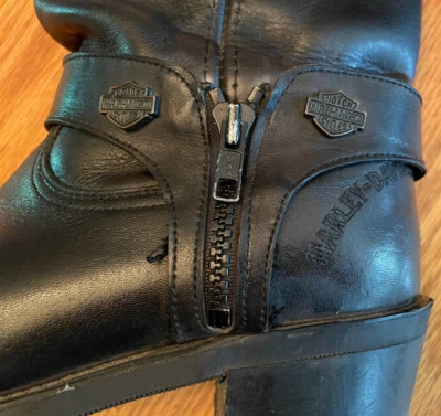 Harley Davidson Leather Boots Womens Sz 8.5M Black Western Style Made in USA - Image 1 of 4