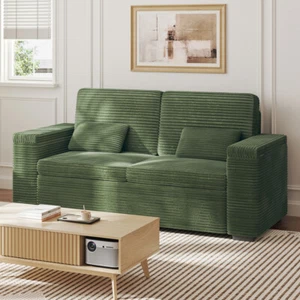 180cm 3-Sitzer Sofa Polstersofa Cordstoff Breite Armlehnen mit Stauraum 3 Farben - Bild 1 von 58