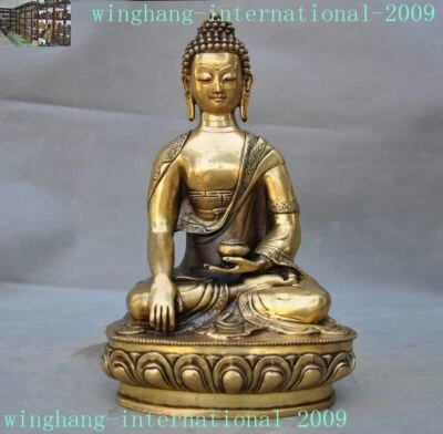 Old tibetan buddhism Fane brass sakyamuni Shakyamuni Medicine Buddha statue - Image 1 of 4