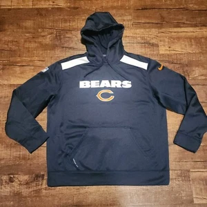Nike Chicago Bears Hoodie Mens Large Navy Blue Therma Fit Pullover - Picture 1 of 13