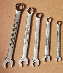 Craftsman combination wrench set of (5) 1/2, 7/16, 3/8, 5/16, 1/4 inch -12 point - Picture 1 of 2