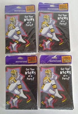 Invitaciones de fiesta Power Ranger (4) 8 piezas blanco sello fiesta expreso fecha 1995 Foto 1 de 4