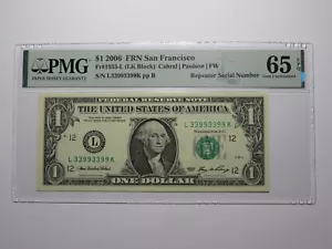 $1 2006 Fancy Repeater Serial Number Federal Reserve Currency Bank Note 33993399 - Picture 1 of 3