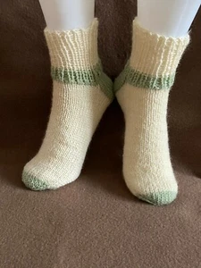  100 Wool Women's Socks  Custom Hand Knitted Pure Soft  Size 7-9 ,M/L - Picture 1 of 2
