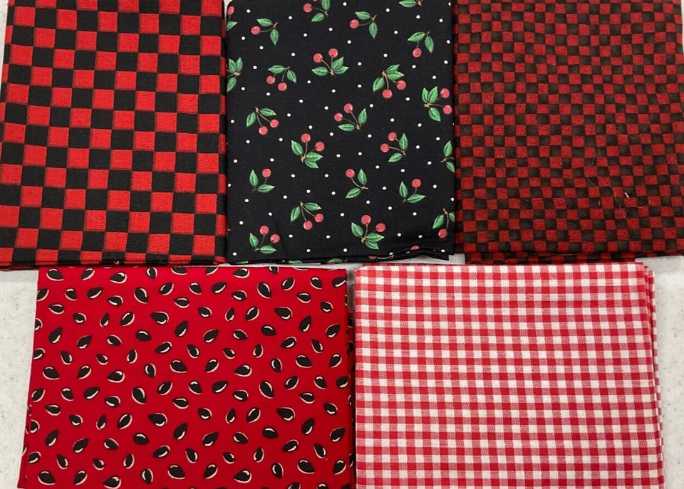 PAQUETE DE 5 CUARTOS GRASOS - FQ1235 - ROJO Y NEGRO Foto 1 de 1