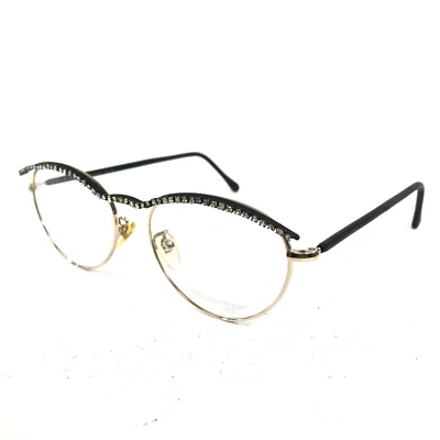 Blumarine BM17 COL.BS Eyeglasses Frames Black Gold Round Crystals 50-18-140 - Image 1 of 4
