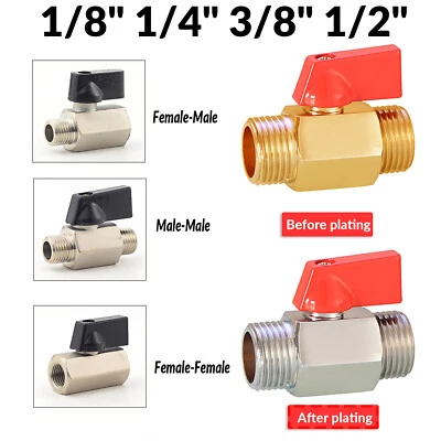 BSP Mini Lever Ball Valve 1/8" 1/4" 3/8" 1/2" Air Gas Water Fuel Brass Shut Off - Image 1 of 4