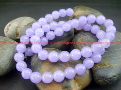 Genuine 6/8/10mm Natural Smooth Lavender Jade Round Gemstone Loose Beads 15"AAA - Image 1 of 4